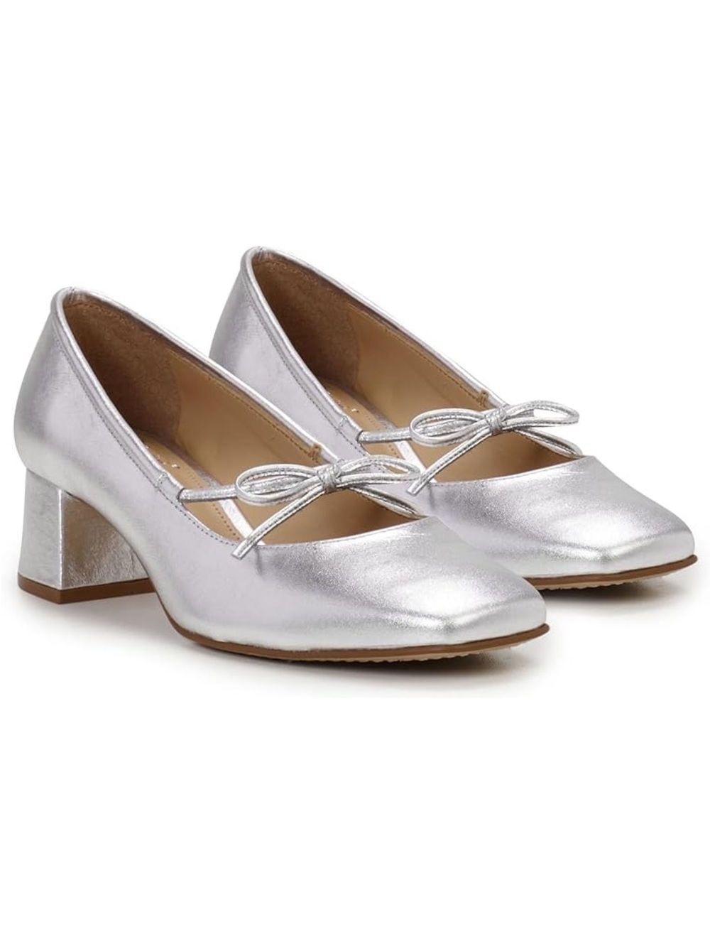 Vince Camuto Charley Silver Metallic Bow Leather Pumps Sz 7.5 BNWB